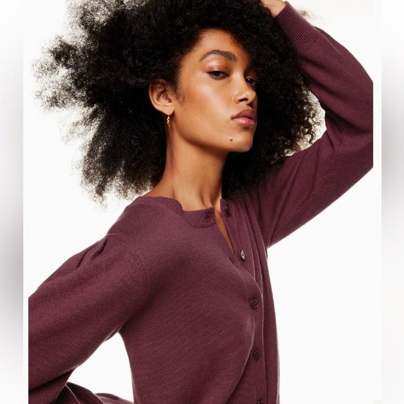 Aritzia Wilfred Moonrise Cardigan Spiced Burgundy Size Large NWOT - Picture 7 of 10